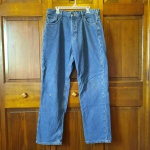 Carhatt Relaxed-Fit Straight-Leg Flannel Lined Work Jeans denim B172 DST 38×34